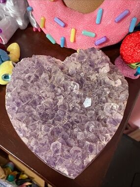 Large Heart-Shaped Amethyst Crystal Cluster